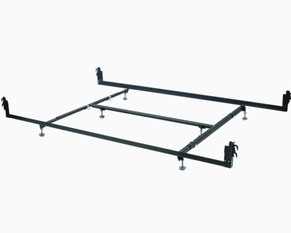 Low Profile Queen Hook-On Bed Rails with 2 Cross Supports and Center Beam (F88004)