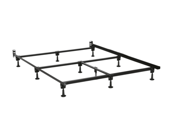Extremely Heavy Duty Steel Bed Frame with reinforced rails, cross supports, and 10 sturdy legs for unmatched stability.