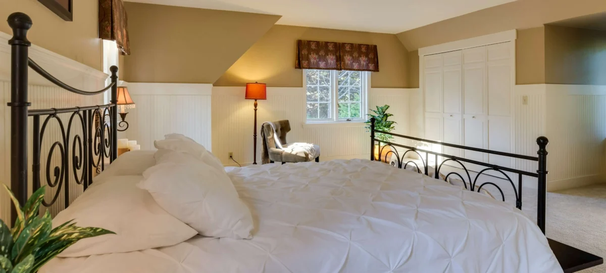 A mattress on a bed frame