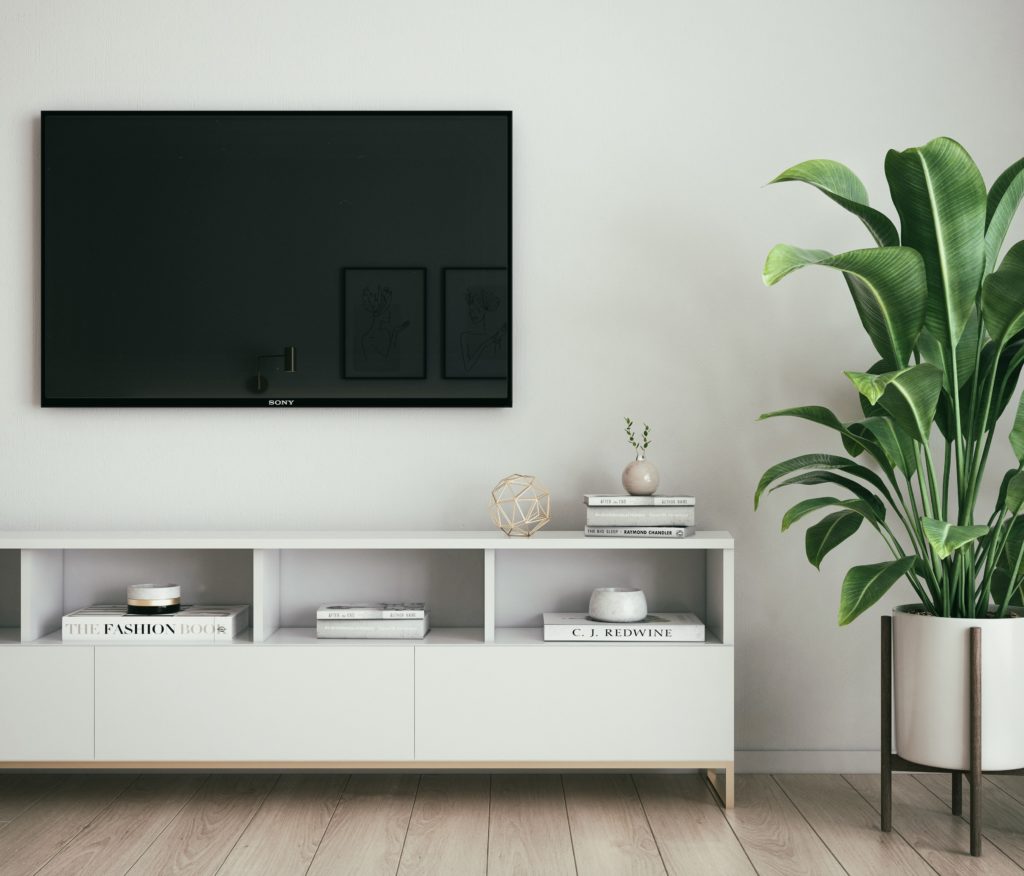 A TV that's turned off.