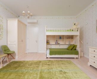 Modern room with bunk bed.